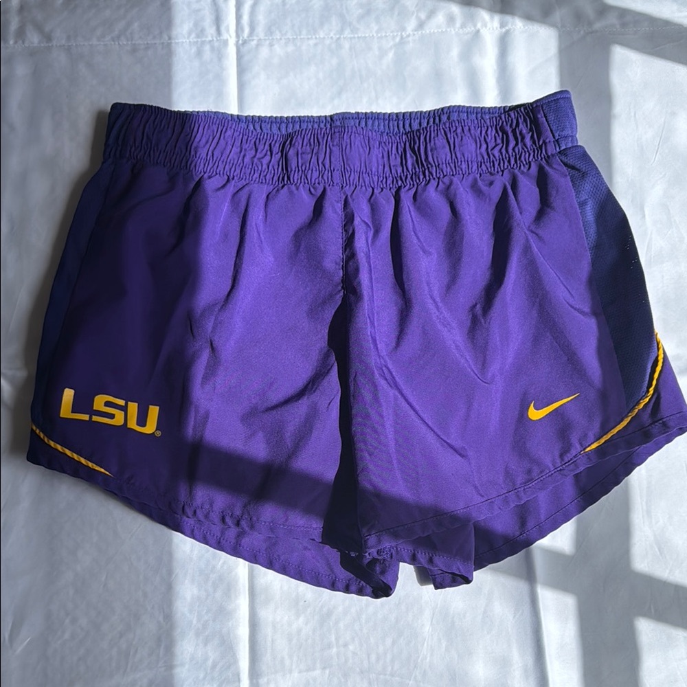 Nike Purple and Yellow LSU Athletic Shorts Lightweight Performance
